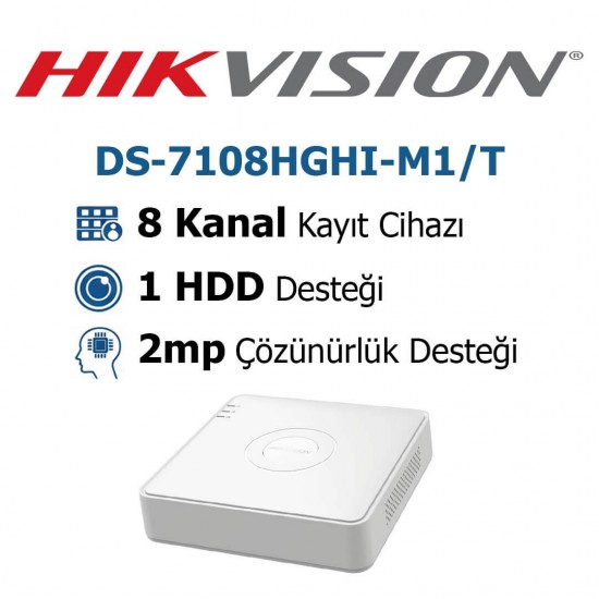 Hikvision DS-7108HGHI-M1/T 8 kanal DVR kayıt cihazı güvenlik sistemi çözümü